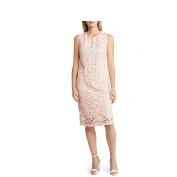 Ming Wang Floral Lace Sheath Dress Pink Size S NWT! - Picture 2 of 4